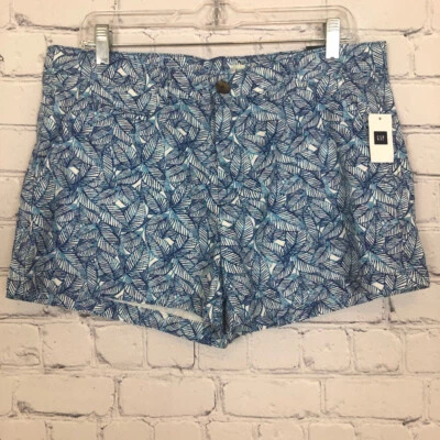 NWT Gap Summer Short Size 10 Blue Leaf Print - Image 1 of 4