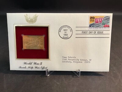 1993 PCS World War II Bonds Help War Effort 29¢ FDC 22K Gold Stamp Replica - Image 1 of 3