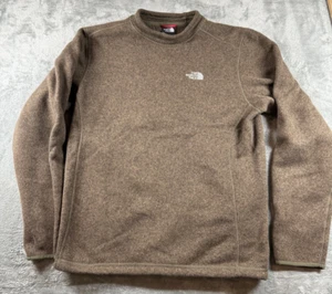 The North Face Sweater Mens Medium Sweatshirt Brown Fleece Lined Outdoor - Picture 1 of 7