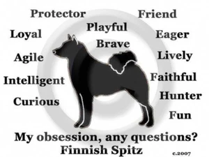 Finnish Spitz Dog My Obsession, Any Questions? T-shirt - Picture 1 of 7