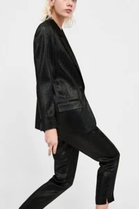 ZARA BLAZER NEGRO BRILLANTE Bloggers Favorito Talla MEDIANA - Imagen 1 de 14