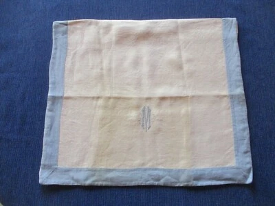 Pochette à linge range pyjama ancien fil de lin monogramme bleu 33 x 38 cm N°19 - Photo 1/4