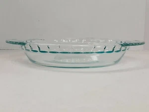 Vintage PYREX Blue/Teal Tinted Glass Pie Plate 2229 Crimped Deep Dish Pan 9.5” - Picture 1 of 11