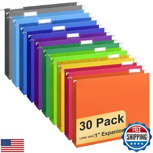 Hanging File Folders, 30 Pack Letter Size Hanging File folders with Tabs, Sta - Picture 1 of 5