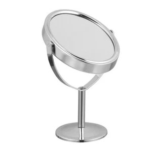 Double Sided Makeup Mirror Vanity for Desk Table Silver Frame Travel - Picture 1 of 12