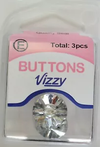 Hemline / Vizzy Precious Diamonte Buttons (Style 35), Shanked 15mm, Pack of 3, C - Picture 1 of 1