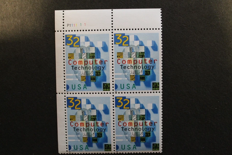 US Stamps 3106 - Computer Technology Plate Block MNH - Image 1 of 1
