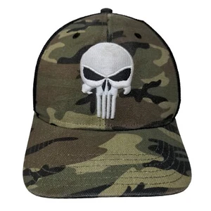 The Punisher Snapback Mesh Back Trucker Hat Camo OSFM Embroidered Marvel - Picture 1 of 7