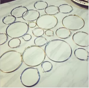 6 Pairs Big Hoop Loop Earrings Jewellery Silver plated Beading Boho Fashion Gift - Picture 1 of 5