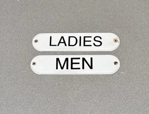 VINTAGE DAMEN HERREN TOILETTE PORZELLAN SCHILD AUTO GAS ÖL LKW MOTORRAD - Bild 1 von 2