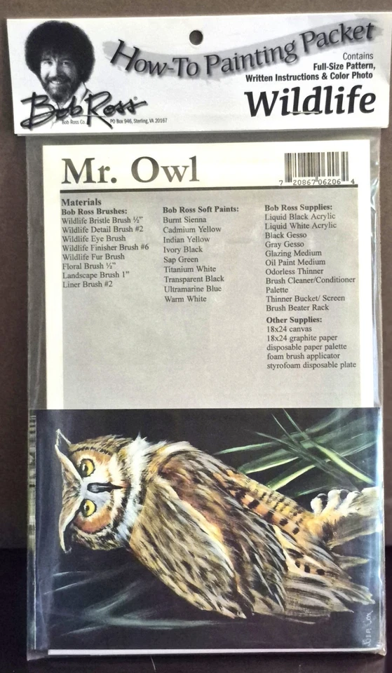 BOB ROSS Wildlife Painting How To Packet Instructional Booklet MR. OWL - Image 1 of 1