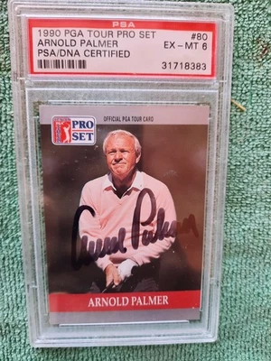 1990 PGA Tour Pro Set ARNOLD PALMER  Autographed Card #80 PSA/DNA Slabbed H.O.F. - Image 1 of 2