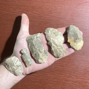 MLC 381 (5) Paleo To Archaic Knife Blade Arrowheads Old Kansas Stone Artifacts - Imagen 1 de 6