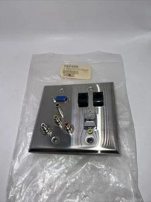 Vintage NOS Computer Side Wall Plate 107409 WP VGA +3.5 +3RCA + CAT5 (2) USB(A) - Image 1 of 4