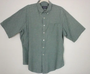LAND'S END Mens Short Sleeve Shirt Size XL - Green / Blue Stripes    Seersucker? - Picture 1 of 13