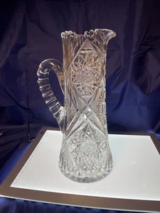 Antigua jarra de cristal cortado ABP del período brillante americano astillado - Imagen 1 de 18
