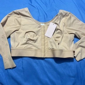 New Women’s Size M Beige 3/4 Sleeve Post Op Surgery Vest Top - Picture 1 of 8