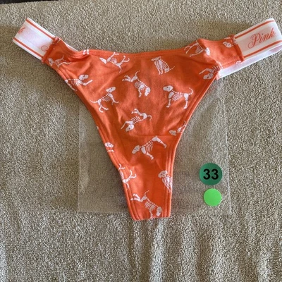 Bragas Tanga Rosa Por Victoria’s Secret Pequeñas Naranja Logo Halloween Foto 1 de 4