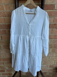 Atmos & Here womens maternity nursing dress white 10 new long sleeve - Picture 1 of 5