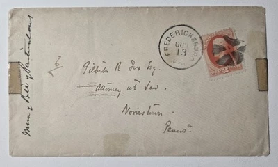 FREDRICKSBURG VIRGINIA c 1879-1880s Cover Scott #183 to NORRISTOWN PA  - Image 1 of 2