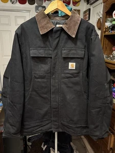 Vintage Carhartt Arctic Chore Jacket Full Zip Work Wear BLK - Picture 1 of 11