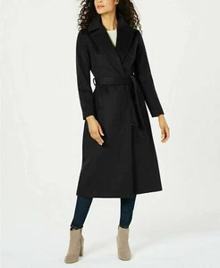 Forecaster Jacket Lambswool Blend Belted Maxi Coat Women Black Size 2 - Picture 1 of 2