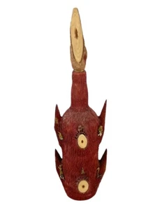 RARE VTG Red Carved Bark Wrapped Decanter Bottle Natural Wood Wine Rustic Bar - Picture 1 of 12