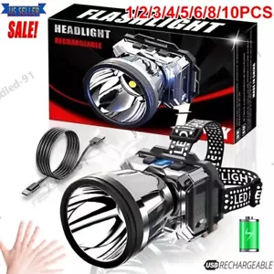 Superhelle LED Stirnlampe Taschenlampe Wiederaufladbar Kopfband Sensor Wasserdicht USA - Bild 1 von 16