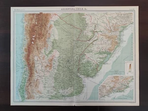VINTAGE MAP-THE TIMES ATLAS OF THE WORLD-SOUTH AMERICA-ARGENTINA, CHILI &C -1920 - Picture 1 of 3