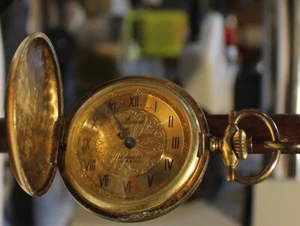 Reloj Bolsillo Vintage 1970 Hunter 10 MICRON Lleno de Oro ARNEX 17 Joyas Incabloc - Imagen 1 de 4