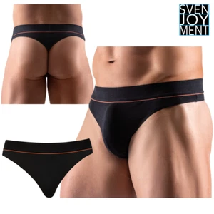 Svenjoyment String Perizoma Uomo Nero in Morbido Cotone Organico Elasticizzato - Picture 1 of 8