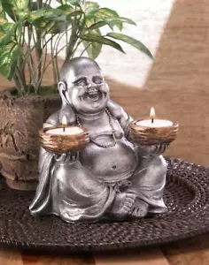 6-INCH-TALL-SITZEND-BUDDHA-KERZENHALTER-FIGUR - Bild 1 von 3
