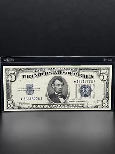 1934-C $5 Dollars bill Star Note .Silver Certificate. Nice Piece - Picture 1 of 7
