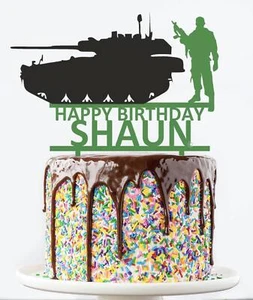 Armee Militär Thema personalisiert individuell JEDE FARBE Geburtstag KUNSTSTOFF Kuchen Topper - Bild 1 von 5