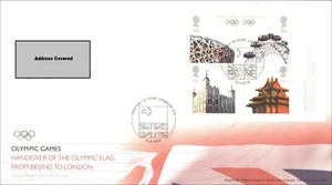 GB QEII 2008 Olympic Games MS FDC London E15 SHS Typed Address with Insert - Picture 1 of 2