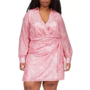 MICHAEL Michael Kors Women's Zebra Print Mini Wrap Dress Geranium Plus 2X NWT - Picture 1 of 7