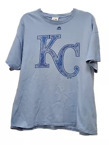 Majestic Kansas City KC Royals MLB Large Logo Baseball Tee T-Shirt Adult XL - Picture 1 of 9