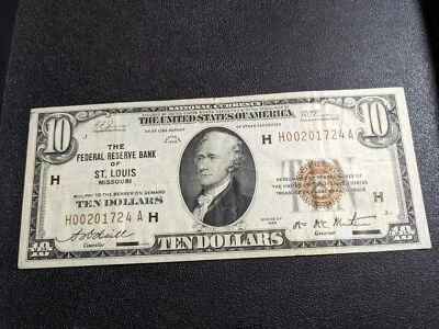 1929 TEN DOLLAR ST LOUIS FEDERAL RESERVE - Image 1 of 4