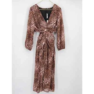 Ranna Gill Anthropologie M braun Leopardendruck Ausschnitt Midi Kleid NEU - Bild 1 von 7