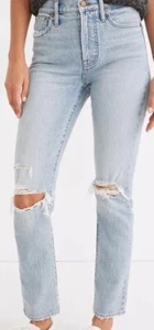 Madewell Jeans classico dritto donna 26 effetto invecchiato lavaggio leggero vita alta denim - Foto 1 di 13