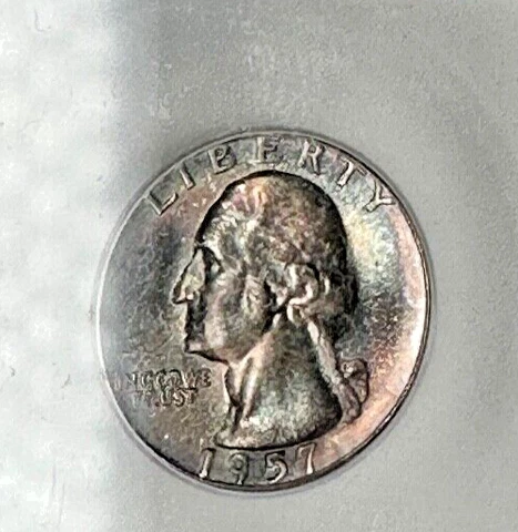 1957 Silver Washington Quarter 90% BU Unc Coin Insane Monster Toning ICG MS67 Cover
