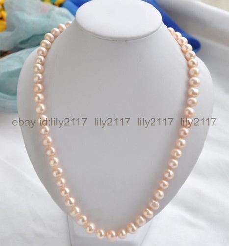 VETEMENTS Collana di perle d'acqua dolce Akoya rosa naturale originale moda 8 9 mm 18"