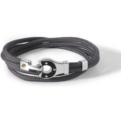 Armband Herren Doppelt Rundlich Schnur kevlar Grau Und Stahl Comete Ubr 788 - Bild 1 von 2