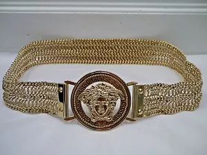 NEW VERSACE Medusa medallion buckle gold metal wide chain belt - Picture 1 of 10