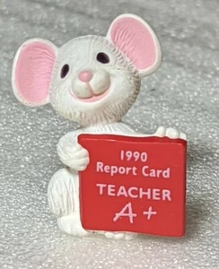 Hallmark Merry Miniatures 1990 Report Card A+ Teacher White Mouse - Picture 1 of 6