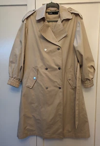 ZARA WOMAN BEIGE TRENCH COAT MAC LIGHTWEIGHT SMALL/M - Picture 1 of 7