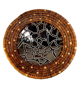 Swazi Ceramics Pottery Bowl Wicker Grass Woven Artist Signed  Eswatini Swaziland - Picture 1 of 15