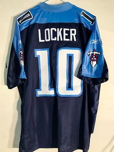 Camiseta deportiva Reebok Premier de la NFL de los Tennessee Titans Jake Locker azul marino talla 2X - Imagen 1 de 2