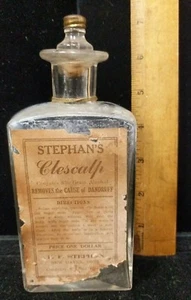 Antique Stephan's Clescalp Dandruff Medicine Bottle Medical CT Oddities C4-17 - Picture 1 of 10