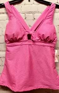 JESSICA SIMPSON Pretty in Pique Tankini Swim Top Femme Pink Size Medium NWT $72 - Picture 1 of 13